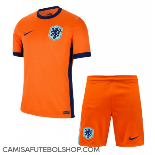 Camisa de time de futebol Holanda Replicas 1º Equipamento Infantil Europeu 2024 Manga Curta (+ Calças curtas)